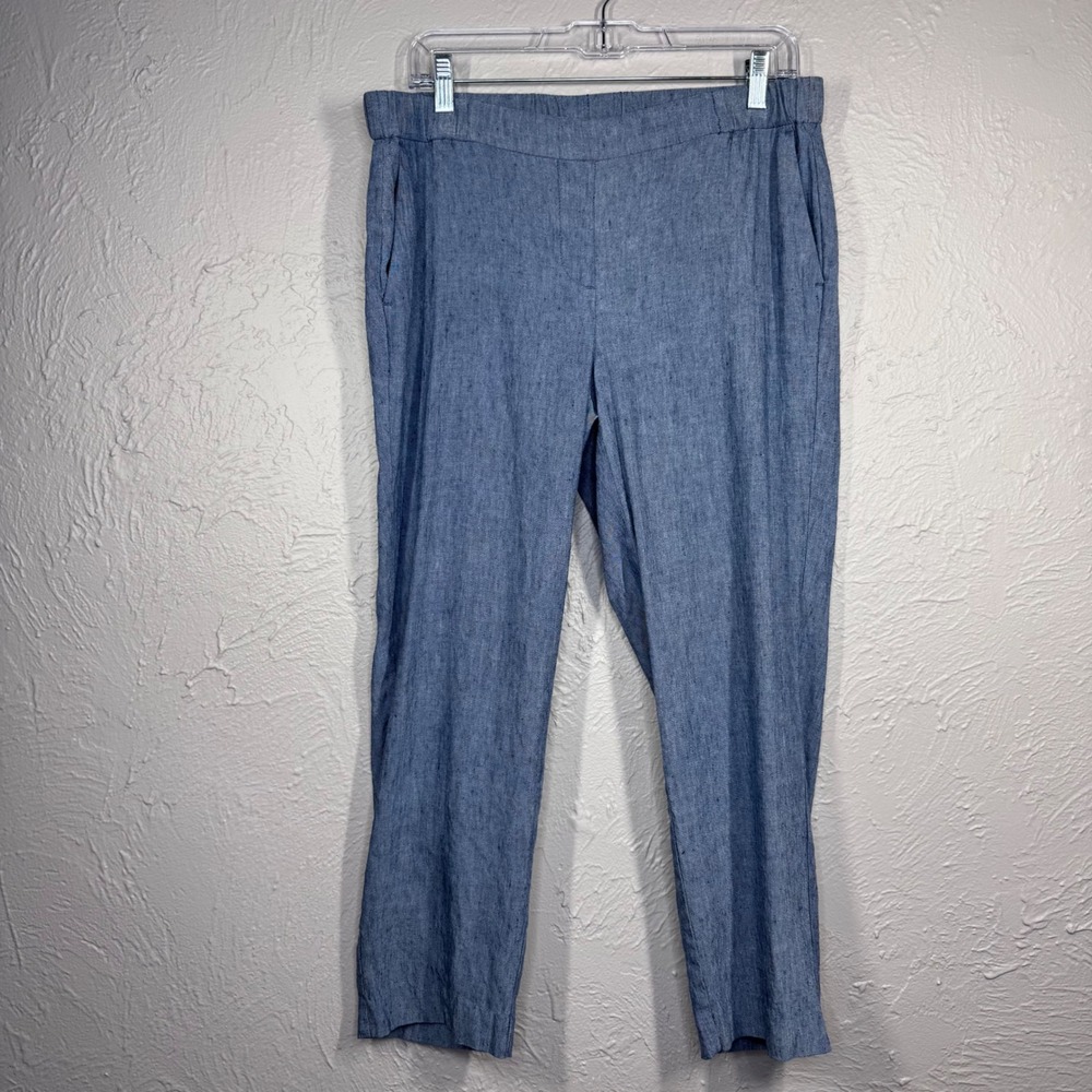 J. Jill blue Linen pull on stretch pants Medium linen/viscose blend casual beach